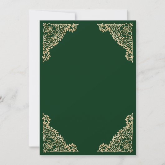 Verzierte grüne goldene islamische Hochzeit Einladung (Rückseite)