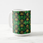 VERZIERTE GRÜNE UND GOLD IRISH-SCHNÖRKEL KAFFEETASSE (Vorderseite Links)