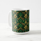VERZIERTE GRÜNE UND GOLD IRISH-SCHNÖRKEL KAFFEETASSE (Vorderseite Links)