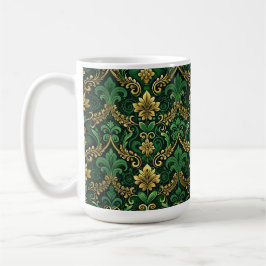 VERZIERTE GRÜNE UND GOLD IRISH-SCHNÖRKEL KAFFEETASSE