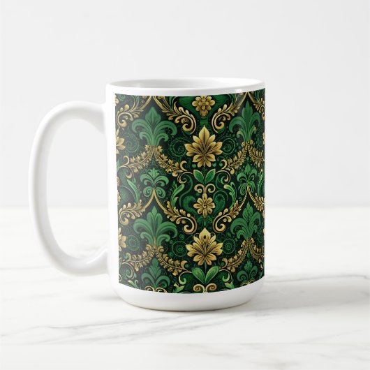 VERZIERTE GRÜNE UND GOLD IRISH-SCHNÖRKEL KAFFEETASSE (Links)