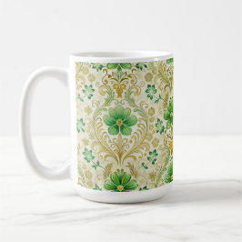 VERZIERTE GRÜNE UND GOLD IRISH-SCHNÖRKEL KAFFEETASSE