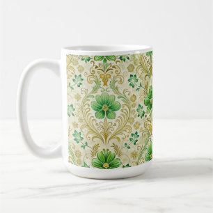 VERZIERTE GRÜNE UND GOLD IRISH-SCHNÖRKEL KAFFEETASSE