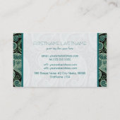 Verzierte, grüne und schwarze Paisley-Vorlage Visitenkarte (Rückseite)
