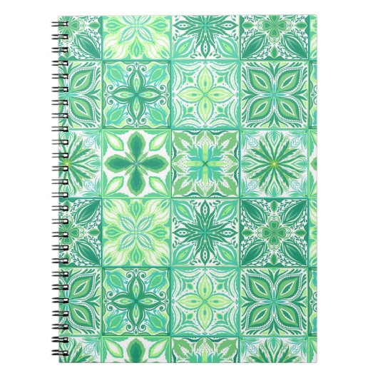 Verzierte grüne und weiße Fliesen Notizblock (Vorderseite)