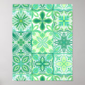 Verzierte grüne und weiße Fliesen Poster (Vorne)