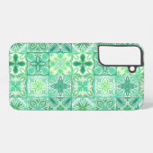 Verzierte grüne und weiße Fliesen Samsung Galaxy Hülle (Rückseite (Horizontal))