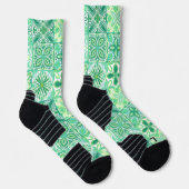 Verzierte grüne und weiße Fliesen Socken (Rechts)