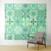 Verzierte grüne und weiße Fliesen Wandteppich (Beispiel (Horizontal))