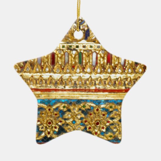 Verzierte Hand machte thailändische Keramiken in Keramik Ornament (Vorne)