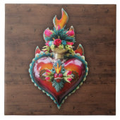 Verzierte heilige lodernde Herz-Wand-Plakette Fliese (Vorderseite)
