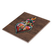 Verzierte heilige lodernde Herz-Wand-Plakette Fliese (Seite)