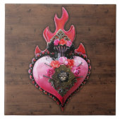 Verzierte heilige lodernde Herz-Wand-Plakette Fliese (Vorderseite)