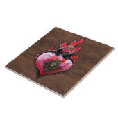 Verzierte heilige lodernde Herz-Wand-Plakette Fliese (Seite)