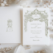 Verzierte Hochzeit des antiken Olive Einladung