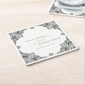 Verzierte Hochzeit in Schwarz-Weiß-Art-Déco Rechteckiger Pappuntersetzer (angewinkelt)