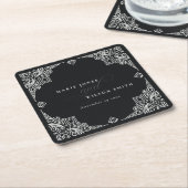 Verzierte Hochzeit in Schwarz-Weiß-Art-Déco Rechteckiger Pappuntersetzer (angewinkelt)