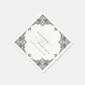 Verzierte Hochzeit in Schwarz-Weiß-Art-Déco Serviette (Ecke)