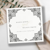 Verzierte Hochzeit in Schwarz-Weiß-Art-Déco Serviette