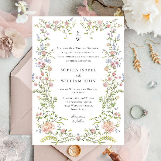 Verzierte Hochzeit von Grace Pastel Blush Einladung