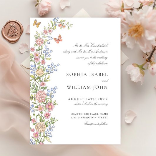 Verzierte Hochzeit von Grace Pastel Blush Einladung