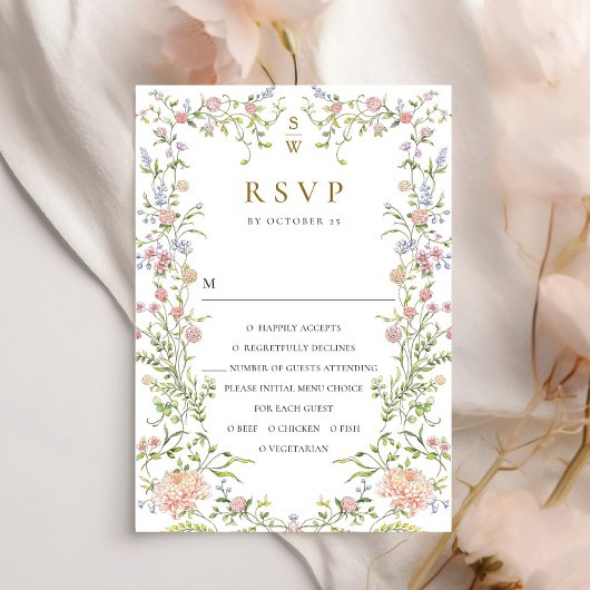 Verzierte Hochzeit von Grace Pastel Blush RSVP Karte