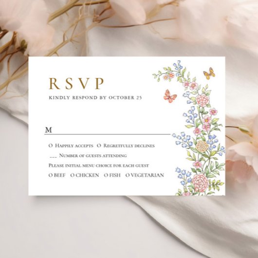 Verzierte Hochzeit von Grace Pastel Blush RSVP Karte