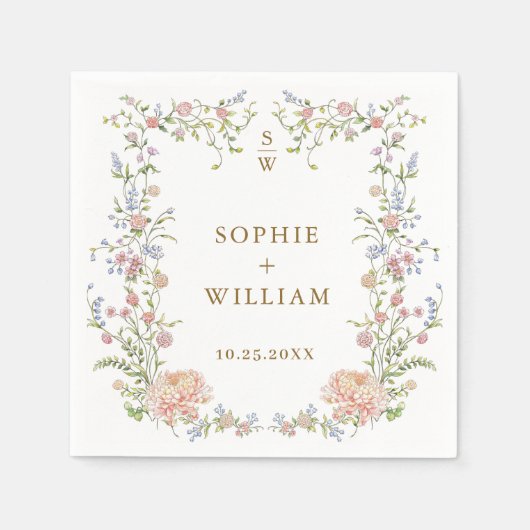 Verzierte Hochzeit von Grace Pastel Blush Serviette (Vorderseite)