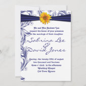 Verzierte Hochzeit von Royal Blue und Gelb Einladung (Rückseite)