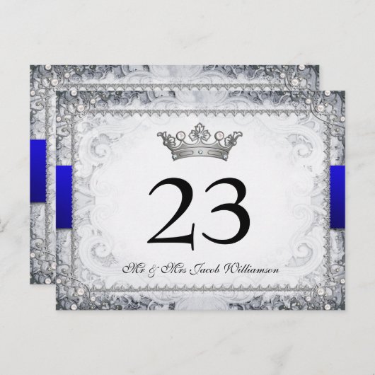 Verzierte Hochzeitskarte für Tischnummern (Vorne/Hinten)