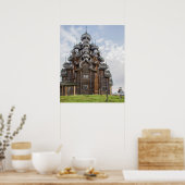 Verzierte Holzkirche, Russland Poster (Küche)