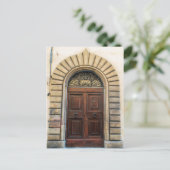 Verzierte Holztür | Florenz Italien Postkarte (Stehend Vorderseite)