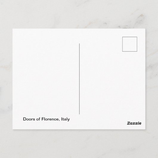Verzierte Holztür | Florenz Italien Postkarte (Rückseite)