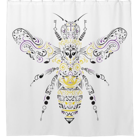 verzierte Honigbiene Duschvorhang (Vorderseite)
