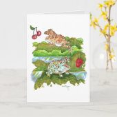 Verzierte Hornfrösche, die Früchte jagen Karte (Gelbe Blume)