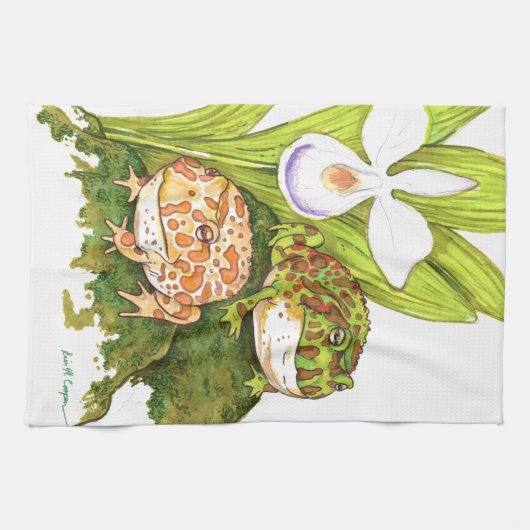 Verzierte Hornfrosche Geschirrtuch (Horizontal)