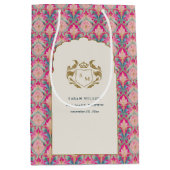 Verzierte Hot Pink Gold Klassik Blumenlaurel Hochz Mittlere Geschenktüte (Vorderseite)