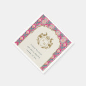 Verzierte Hot Pink Gold Klassik Blumenlaurel Hochz Serviette (Ecke)