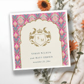 Verzierte Hot Pink Gold Klassik Blumenlaurel Hochz Serviette