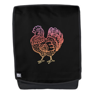 Verzierte Huhn-Linie Kunst Rucksack