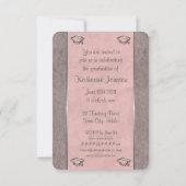 Verzierte individuelle Einladungen zur rosa Gradui (Rückseite)