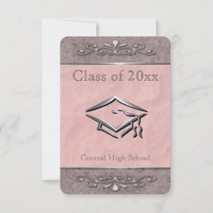 Verzierte individuelle Einladungen zur rosa Gradui