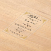 Verzierte islamische Goldhochzeit Acryleinladungen (Ablage )
