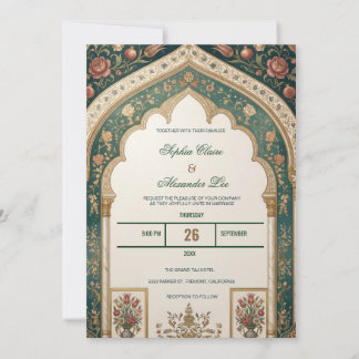 Verzierte islamische Hochzeitseinladung mit Blumen Einladung