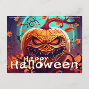 Verzierte Jack-o-Lantern-Gedrehter-Ast-Halloween Feiertagspostkarte