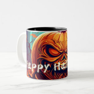 Verzierte Jack-o-Lantern-Gedrehter-Zweig-Halloween Zweifarbige Tasse