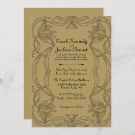 Verzierte Jugendstil-Hochzeit Einladung