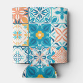 Verzierte Kacheln in Blau und Orange Dosenkühler (Rückseite)