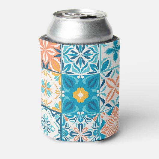 Verzierte Kacheln in Blau und Orange Dosenkühler (Kanne Rückseite)