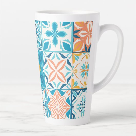 Verzierte Kacheln in Blau und Orange Milchtasse (Rechts)